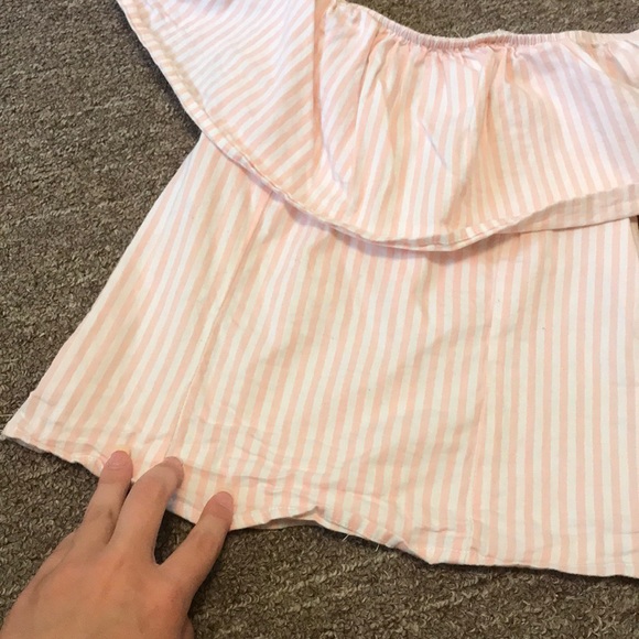 Pink and white striped off the shoulder blouse - Picture 3 of 4